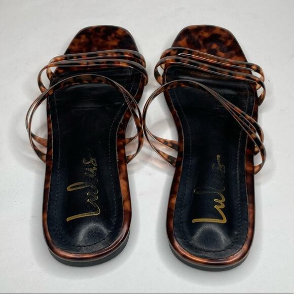 Lulu's Tortoise Vinyl Slide Flats Sandals Size 6 - Picture 7 of 7